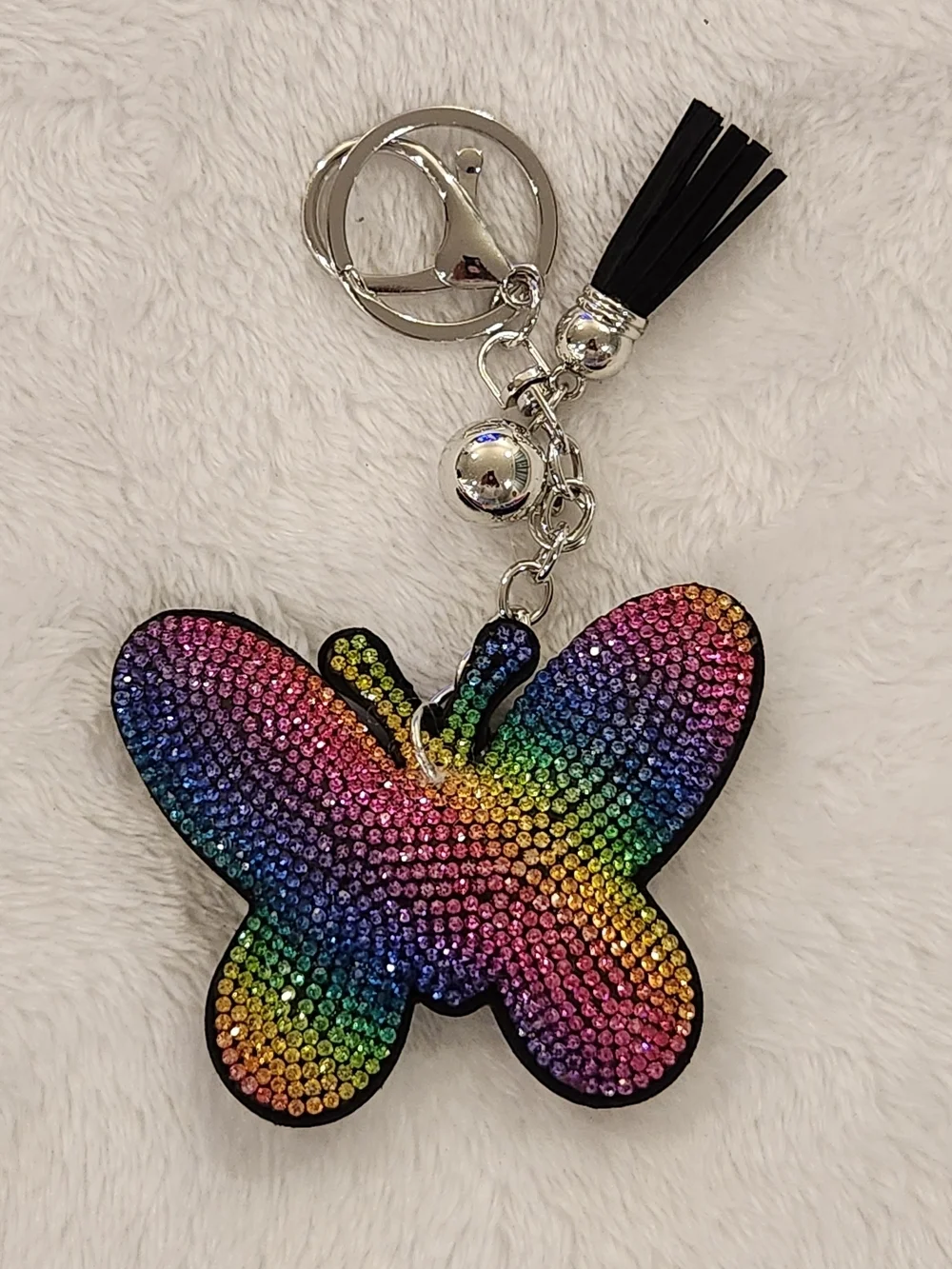 Rainbow Rhinestone Colorful Butterfly Keychain Bag Charm